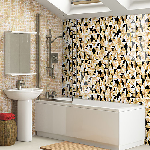 

10PCS European-style ceramic tile sticker house renovation DIY self-adhesive PVC wallpaper kitchen waterproof and oil-proof wall sticker 10Pcs 2020cm