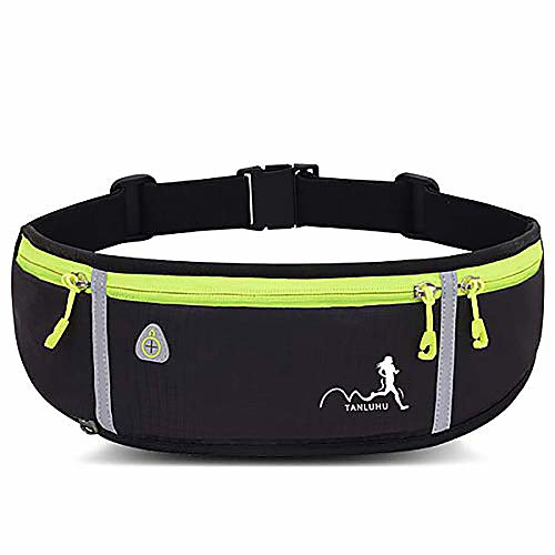 

slim waist fanny pack, running belt, sweatproof and waterproof, sports fanny pack with water bottle holder, machine washable,can hold cash keys cards phone,black