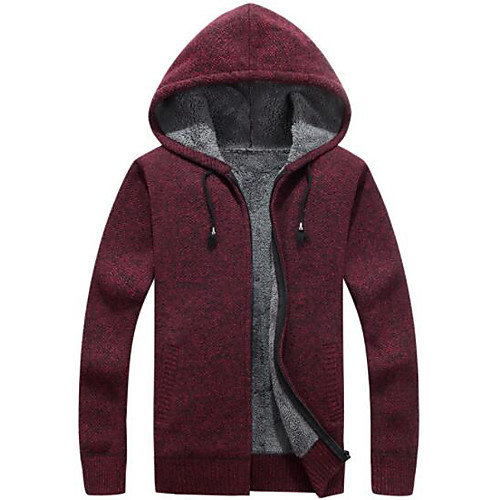 

Men's Solid Color Cardigan Long Sleeve Sweater Cardigans Shirt Collar Fall Wine Light gray Dark Gray