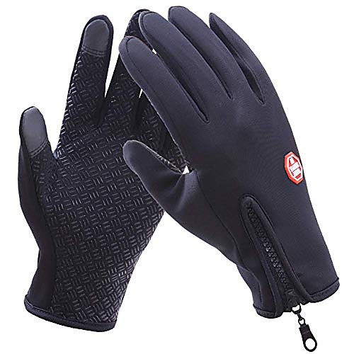 

touch screen running sports gloves anti-slip winter windproof water resistant gloves for snowboarding cycling driving texting women men (l)