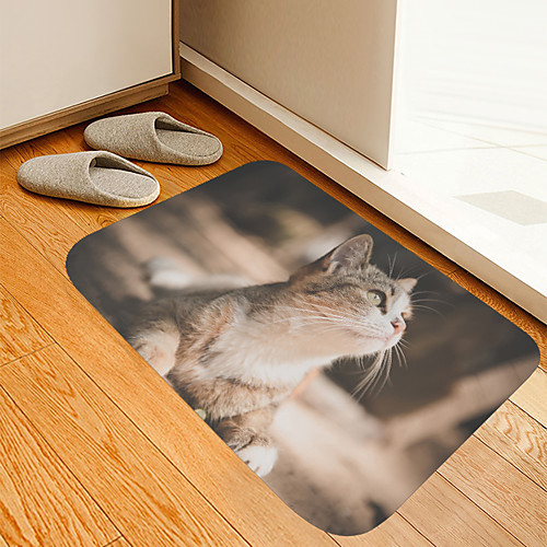 

Little Cat looking Up At The Sky Digital Printing Floor Mat Modern Bath Mats Nonwoven Memory Foam Novelty Bathroom