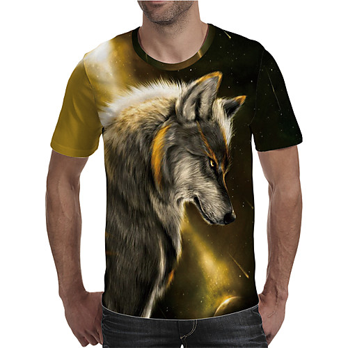 

Men's T shirt 3D Print Graphic Animal Plus Size Print Short Sleeve Daily Tops Elegant Exaggerated Gold