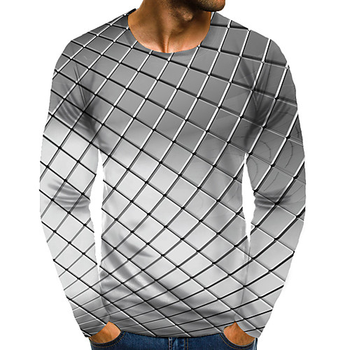 

Men's T shirt Shirt 3D Print Graphic 3D Plus Size Print Long Sleeve Daily Tops Elegant Exaggerated Round Neck White