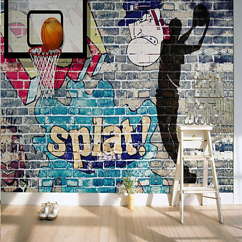

Mural Wallpaper Wall Sticker Covering Print Peel and Stick Removable Chinese Painting Basketball Brick Graffiti Canvas Home Décor