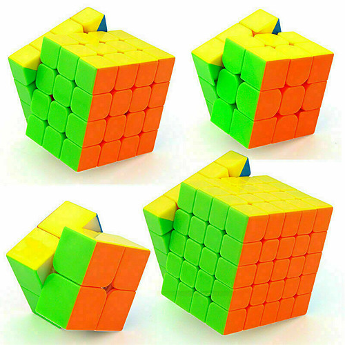 

Speed Cube Set 4 pcs Magic Cube IQ Cube 222 333 444 Speedcubing Bundle 3D Puzzle Cube Stress Reliever Puzzle Cube Stickerless Smooth Office Desk Toys Kid's Adults Toy Gift