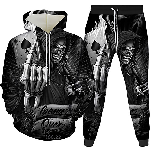 

Men's 3D Hoodies Set Graphic 3D 2 Piece Hooded Daily 3D Print Casual Hoodies Sweatshirts Long Sleeve Blue Yellow Gray