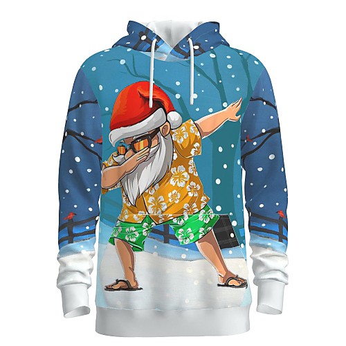 

Men's Pullover Hoodie Sweatshirt Print Graphic 3D Front Pocket Hooded Christmas Daily 3D Print 3D Print Christmas Hoodies Sweatshirts Long Sleeve Blue