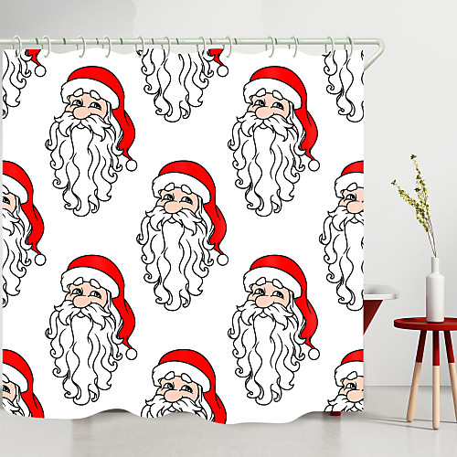 

Christmas long Beard Santa Digital Printing Shower Curtain Shower Curtains Hooks Modern Polyester New Design