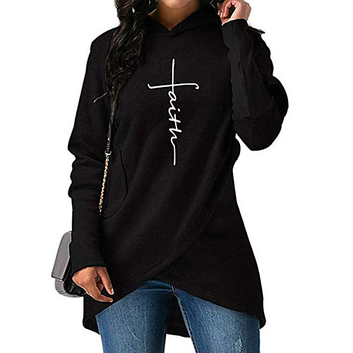 

Women's Pullover Hoodie Sweatshirt Graphic Text Letter Monograms Daily Casual Hoodies Sweatshirts Loose Blue Gray Black