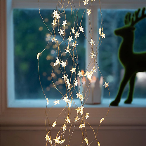 

2M 5 Branch 100LEDs Vines Branch LED Star String Fairy Light For Xmas New Year Holiday Party Decor Flexible Branch Lights Yard Garland Decoration Warm White Lighting AA Battery Power