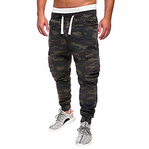 

mens fashion camouflage pocket cargo pants work casual camo loose harem pants