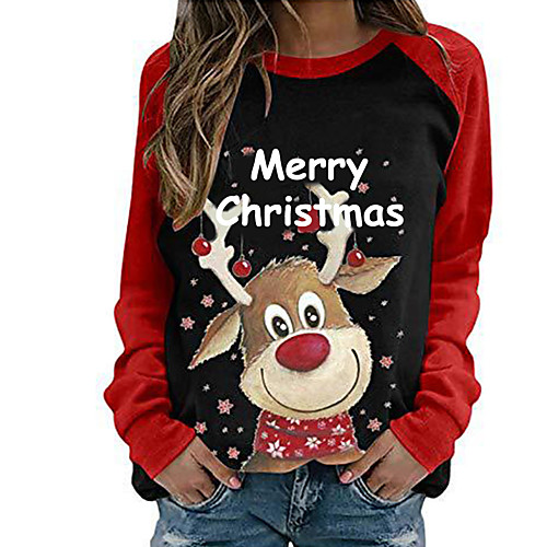 

Women's Hoodie Sweatshirt Graphic Color Block Animal Christmas Daily Casual Christmas Hoodies Sweatshirts Gray White Black