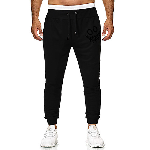 

Men's Jogger Chinos Pants Letter Full Length Black Light gray Dark Gray