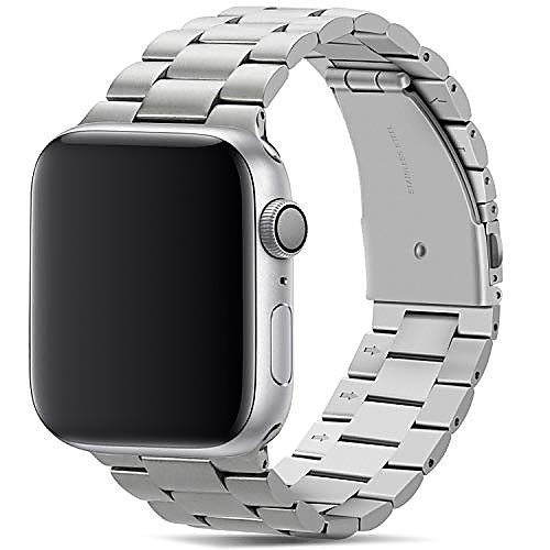 

band compatible with apple watch band 44mm 42mm premium stainless steel metal replacement strap compatible with apple watch series 6 5 4 3 2 1, se (silver)
