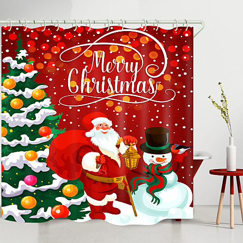 

Christmas Santa Christmas Tree Digital Printing Shower Curtain Shower Curtains Hooks Modern Polyester New Design