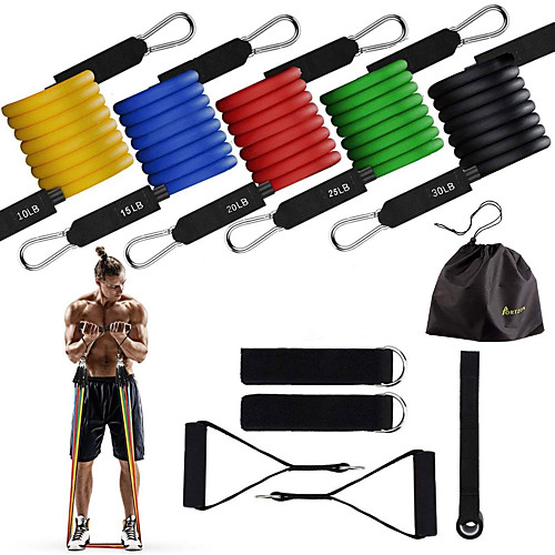 

Resistance Band Set Suspension Trainer Basic Kit 11 pcs Resistance Bands 5 Stackable Exercise Bands Door Anchor Sports Latex Home Workout Gym Workout Exercise & Fitness Adjustable Non Toxic Stretchy