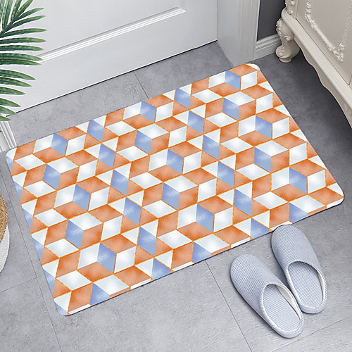 

Simple Square Iattice Digital Printing Floor Mat Modern Bath Mats Nonwoven Memory Foam Novelty Bathroom