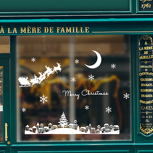 

2020 New Year Christmas DIY Window Stickers Home Shopping Center Snow Xmas Tree Merry Christmas Glass Window Wall Sticker Decals 5035cm