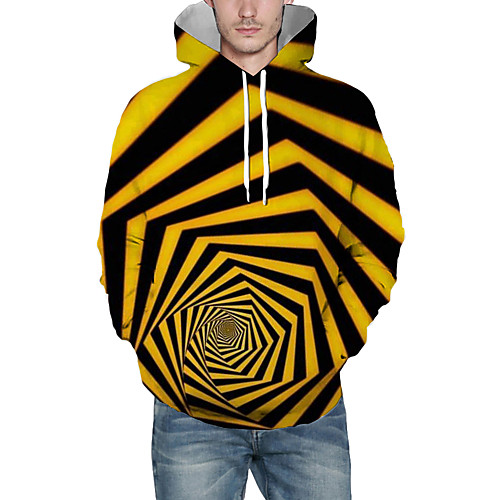 

Men's Pullover Hoodie Sweatshirt Graphic Abstract 3D Front Pocket Hooded Daily 3D Print 3D Print Casual Hoodies Sweatshirts Long Sleeve Yellow