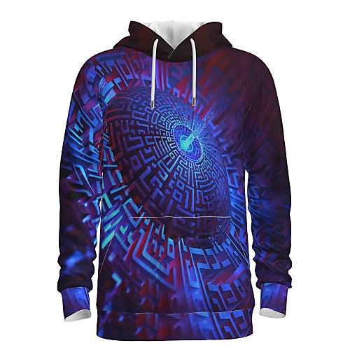 

Men's Pullover Hoodie Sweatshirt Print Graphic 3D Front Pocket Hooded Daily 3D Print 3D Print Casual Hoodies Sweatshirts Long Sleeve Blue