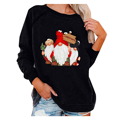 

Women's Hoodie Sweatshirt Graphic Christmas 3D Print Casual Christmas Hoodies Sweatshirts Loose Wine White Black
