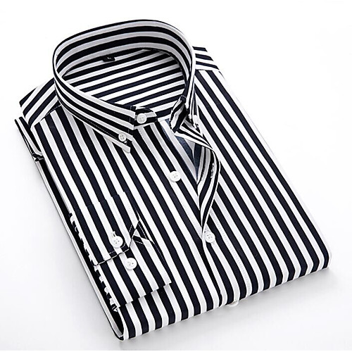 

Men's Shirt non-printing Striped Half Sleeve Daily Tops Black / White