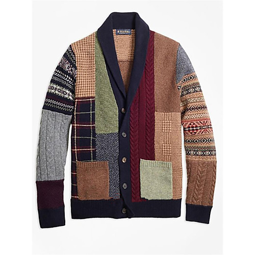 

Men's Stylish Color Block Cardigan Cotton Long Sleeve Sweater Cardigans Shirt Collar Fall Black