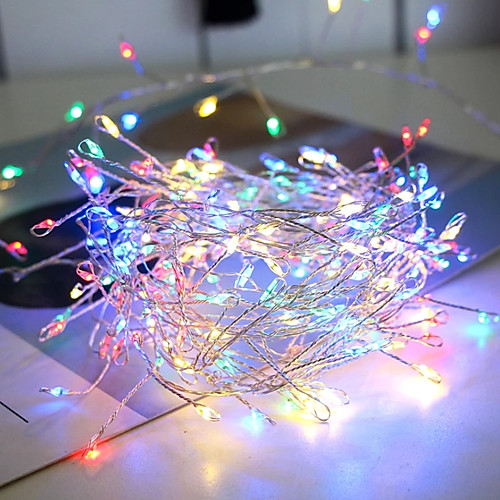 

1X 2M Copper Wire Colorful LED Flexible String Lights Firecracker Fairy Garland Holiday Light for Christmas Window New Year Party Decoration AA Battery Operated