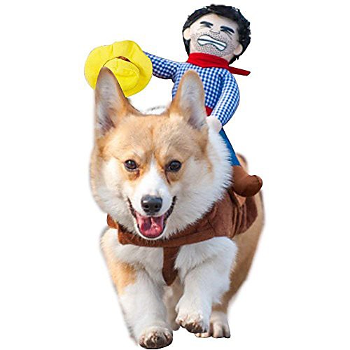 

pet funny costumes pet suit knight rider cowboy style with doll clothing for dogs cats party cosplay apparel(cowboy-s)