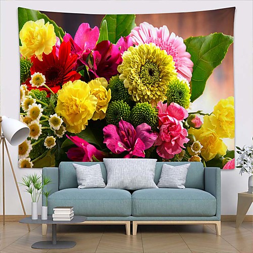 

Wall Tapestry Art Deco Blanket Curtain Picnic Table Cloth Hanging Home Bedroom Living Room Dormitory Decoration Polyester Fiber Plant Series Colored Flowers