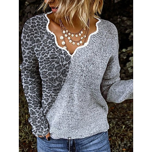

Women's Basic Color Block Pullover Long Sleeve Sweater Cardigans V Neck Fall Winter White Black Blue