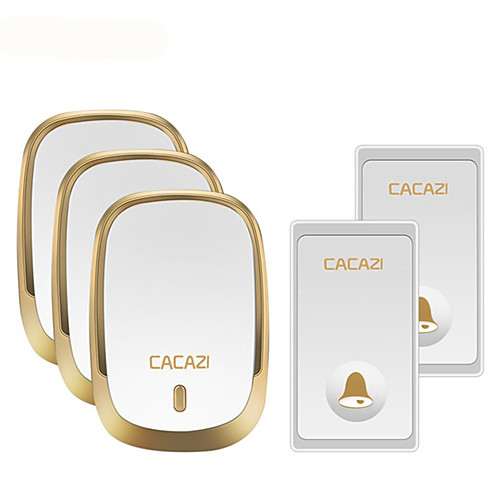 

CACAZI Self-Powered Waterproof Wireless Doorbell LED Light No Battery Home Cordless door bell 2 Button 3 Receiver