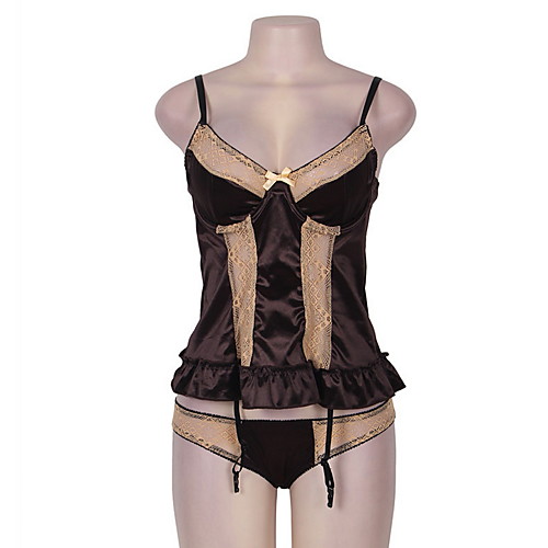

Women's Lace Super Sexy Suits Nightwear Solid Colored Black M XL 3XL