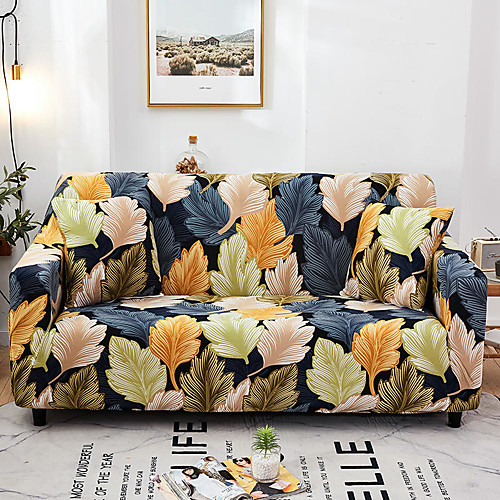 

Leaf Print 1-Piece Sofa Cover Soft Stretch Slipcover for 1~4 Cushion Couch Armchair/Loveseat/Three Seater/Four Seater/L shaped sofa,Easy to Install(1 Free Cushion Cover)