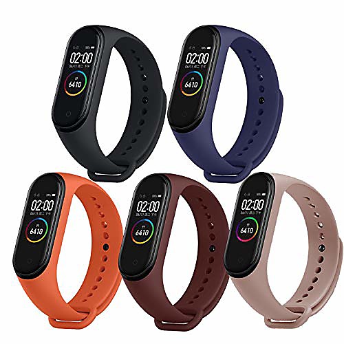 

5 colors straps for mi band 4/mi band 3, smartwatch strap anti-lost silicone designed accessories adjustable wrist straps for xiaomi mi band 4 /mi band 3 -no tracker