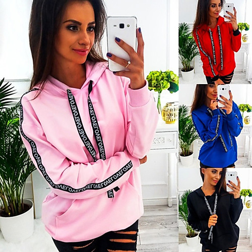 

Women's Long Sleeve Hoodie Sweatshirt Top Street Athleisure Winter Thermal Warm Breathable Soft Fitness Gym Workout Running Jogging Training Sportswear Normal Black Red Blushing Pink Blue Activewear