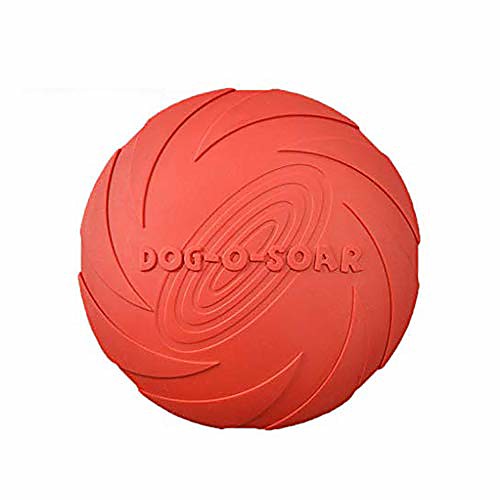 

dog flying disc toy, dog toy, pet flying saucer, durable rubber training pet chew toy for outdoor interactive fun (red m)