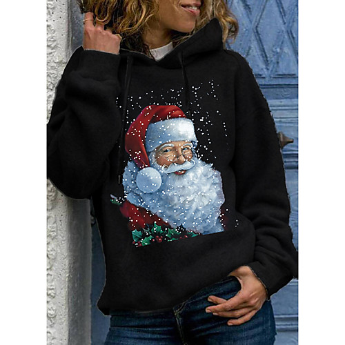 

Women's Pullover Hoodie Sweatshirt Cartoon Graphic Christmas Daily Basic Christmas Hoodies Sweatshirts Black