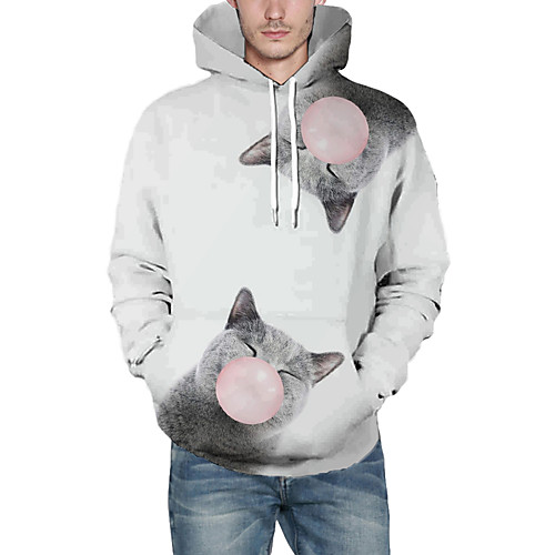 

Men's Pullover Hoodie Sweatshirt Animal Patterned Graphic 3D Front Pocket Hooded Daily 3D Print 3D Print Hoodies Sweatshirts Long Sleeve White