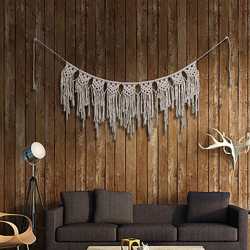 

Hand Woven Macrame Wall Tapestry Bohemian Boho Art Decor Hanging Wedding Backdrop Home Bedroom Living Room Decoration Nordic Handmade Tassel Cotton