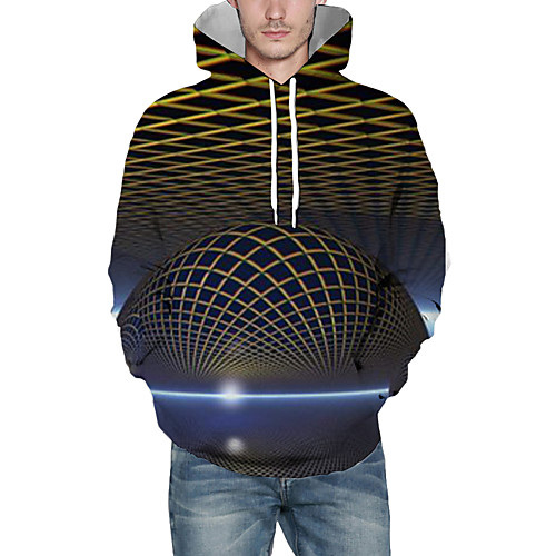 

Men's Pullover Hoodie Sweatshirt Graphic Abstract 3D Front Pocket Hooded Daily 3D Print 3D Print Casual Hoodies Sweatshirts Long Sleeve Yellow