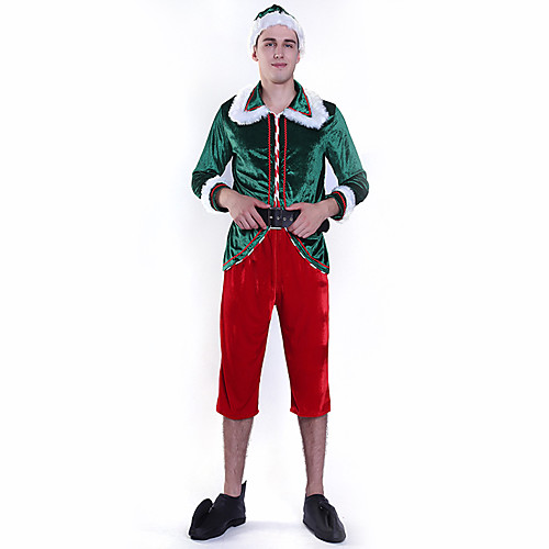 

Santa Suit Costume Adults' Women's Christmas Christmas Festival Christmas Halloween Festival / Holiday Polyester Velour Green Women's Men's Easy Carnival Costumes Solid Color / Top / Pants / Socks