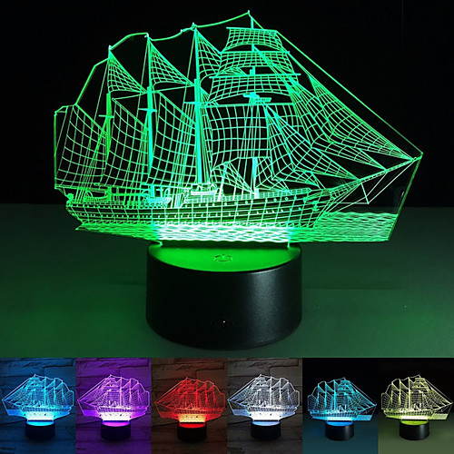 

Sail Boat 3D Night Light 3D Optical Illusion Acrylic LED Night Light Novelty Table Bedside Lamp for Christmas Gift Beautiful Sea Boat Shape Nursing Baby Kids Night Light
