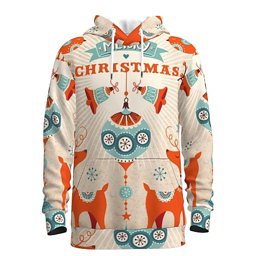 

Men's Pullover Hoodie Sweatshirt Animal Patterned Graphic 3D Front Pocket Hooded Christmas Daily 3D Print 3D Print Christmas Hoodies Sweatshirts Long Sleeve Orange