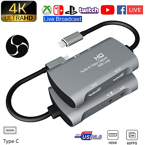 

Tarjeta De Captura De Vdeo USB 1080 a HDMI-compatible Dual 4K P 60fps PS4 XBOX Game Audio En Vivo Youtube Transmisin En Facebook