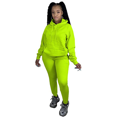 

Women's Solid Color Daily Wear Two Piece Set Sweatshirt Tracksuit Pant Jogger Pants Tops