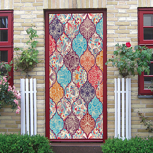

2pcs Self-adhesive Creative Moroccan Lantern Door Stickers For Living Room Diy Decoration Home Waterproof Wall Stickers