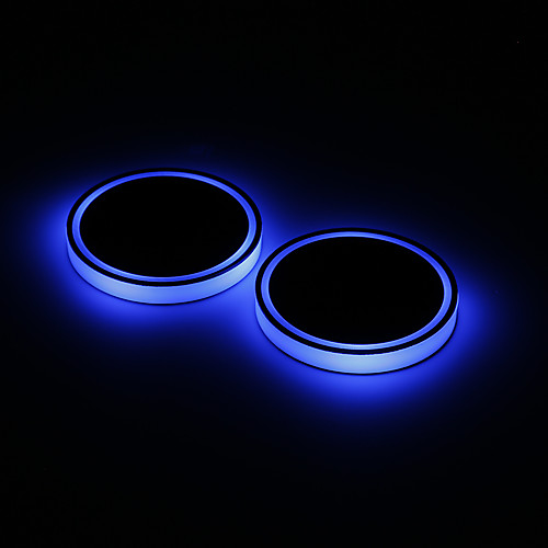 

2X Car LED Light Cup Holder Automotive Interior USB Colorful Atmosphere Lights Lamp Drink Holder Anti-Slip Mat Auto Products