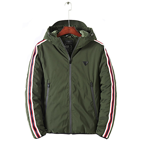 

Men's Padded Regular Coat Regular Fit Jacket Solid Colored Blue Green / Letter