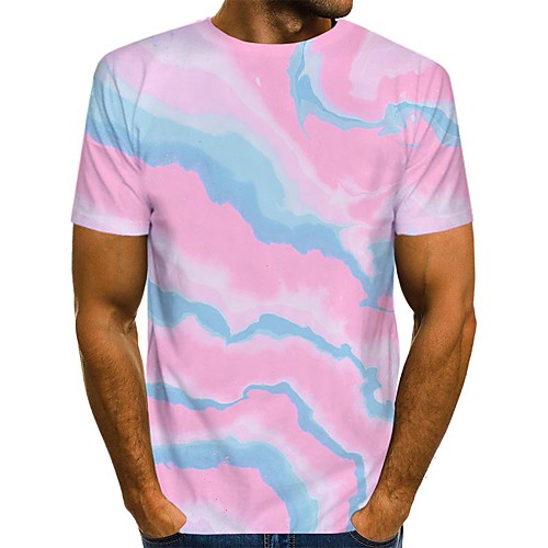 

Men's T shirt 3D Print Graphic Print Short Sleeve Daily Tops Streetwear Blushing Pink